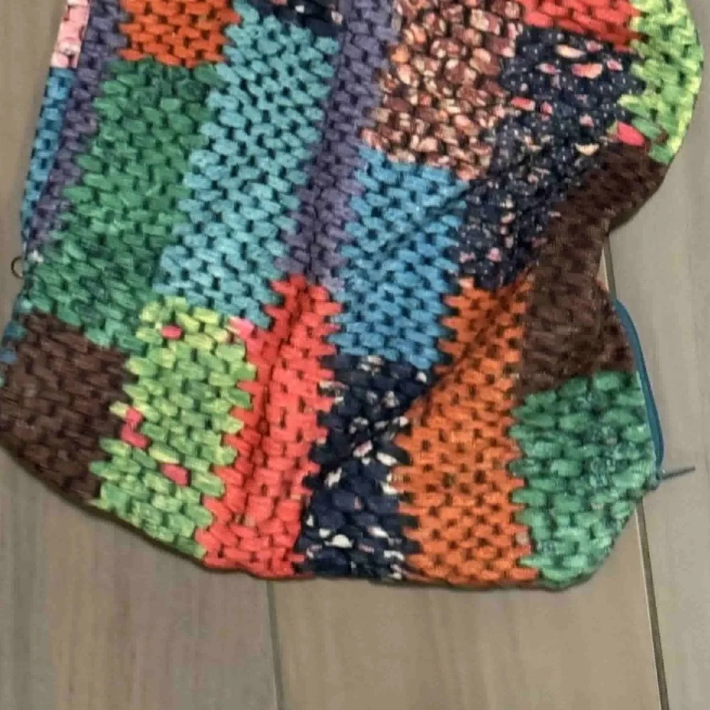 Hand crafted Colorful Patchwork Knit pillow case 19x12in